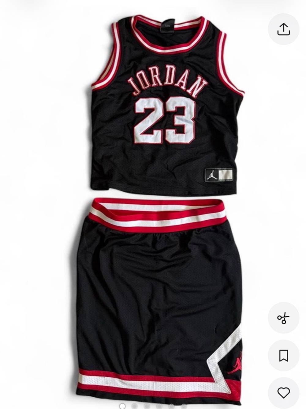 Jordan Black & Red Girls Basketball Tank and Skirt Set